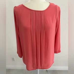 LOFT Coral Blouse with Pleated Front